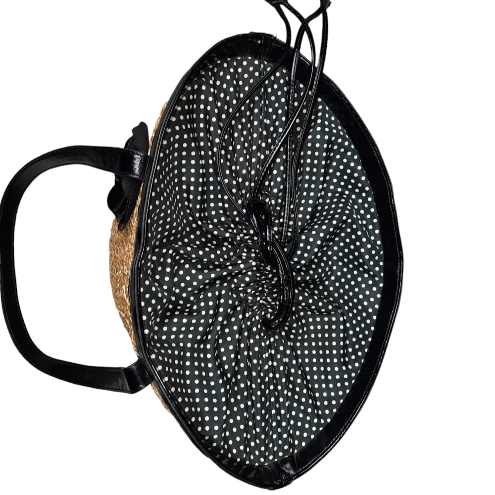 Coldwater Creek Santana Straw Braid Woven Tote/Bucket Drawstring Bag